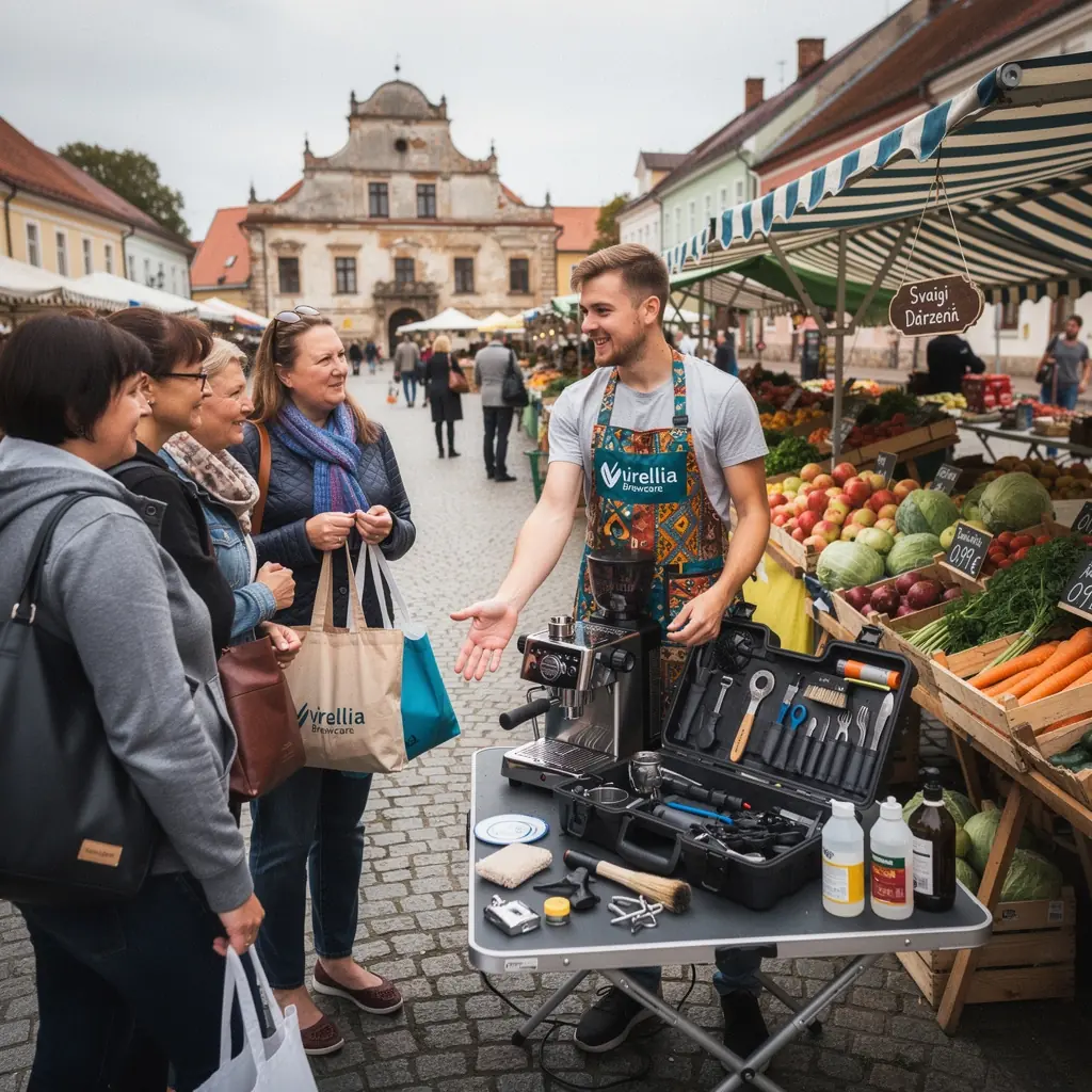 Kafijas automāta detaļu nomaiņa, lai uzlabotu veiktspēju.